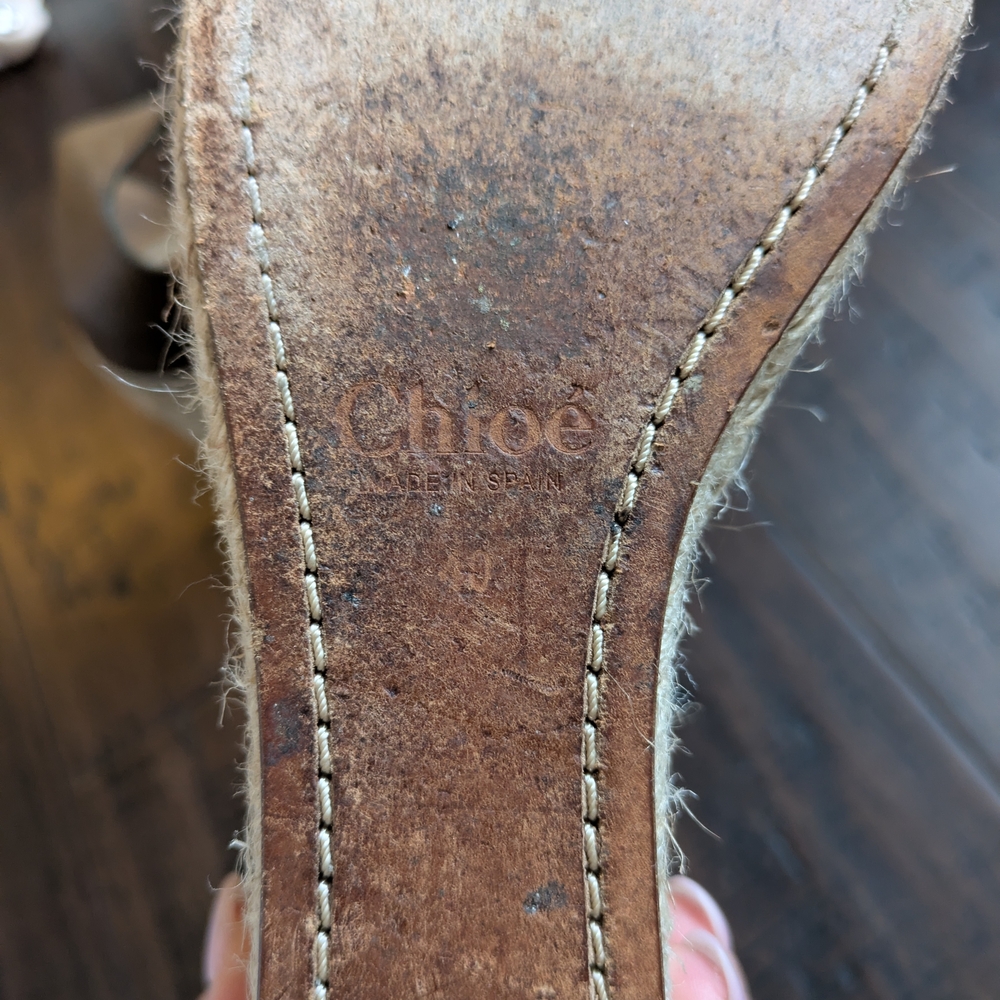 Chloé Brown Suede Espadrille Wedge Sandals with Ankle Strap - Picture 5 of 6